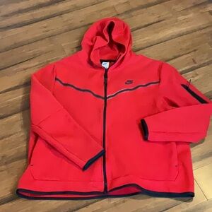 Nike Red Hooded Full-Zip Jacket with Navy Trim